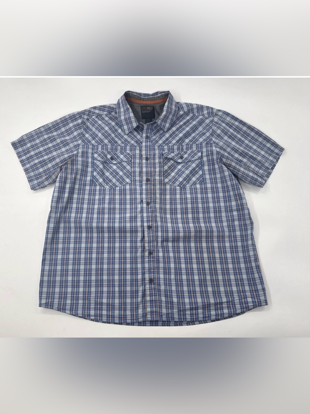 5.11 Tactical Mens Snap Button Shirt Large Short Sleeve Plaid Concealed Carry